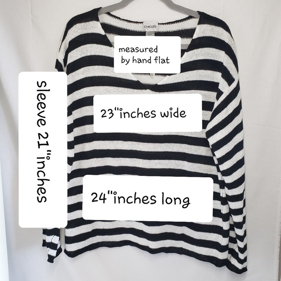 Chicos black & white stripe top 100% linen knit top - Picture 8 of 8